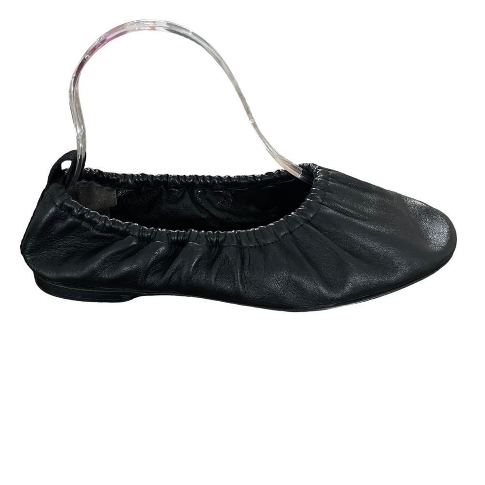 Rag & Bone Elly Black Leather Ballet Flats Ruching Size 39